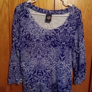 GVS Blue and White Patterned Blouse